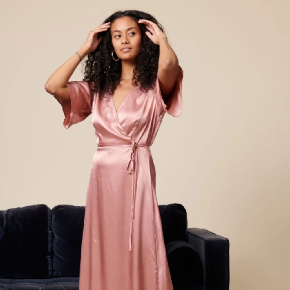 Whimsy + Row Lola Wrap Dress Blush XS - Picture 3 of 5